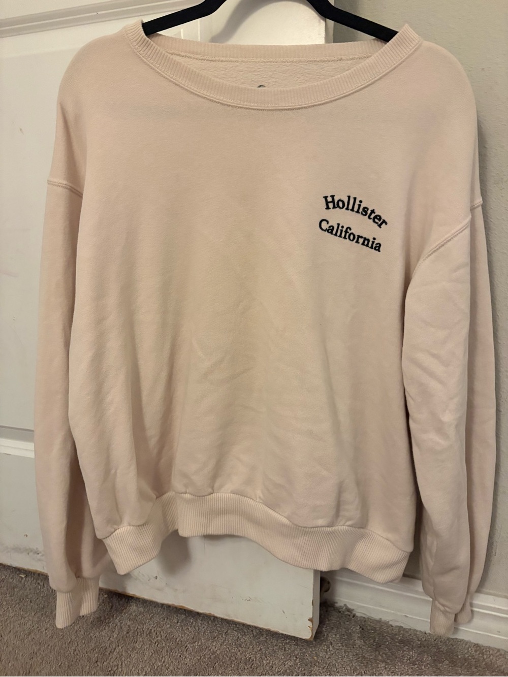 Hollister Pale Pink Crewneck Sweatshirt with Embroidered Logo